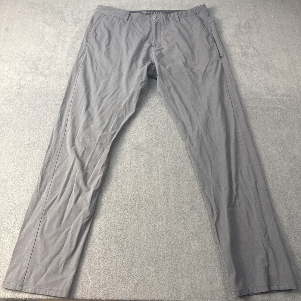 Vuori Meta Pants Mens 36x33 Gray Slim Tapered Chino Zip Pocket Travel Casual